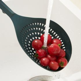 Nylon drainage spoon home kitchen large drainage spoon fishing dumplings fishing noodles spoon strainer food grade high temperature resistant str (select: VN068-green)